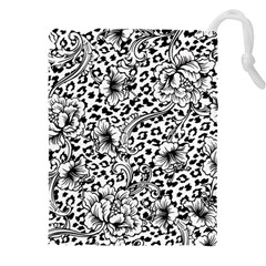 Vector-eclectic-fabric-seamless-pattern-animal-background-with-baroque-ornament Drawstring Pouch (5xl) by Sobalvarro