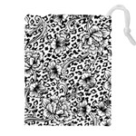 Vector-eclectic-fabric-seamless-pattern-animal-background-with-baroque-ornament Drawstring Pouch (5XL) Front