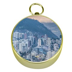 Aerial Cityscape Quito Ecuador Gold Compasses by dflcprintsclothing
