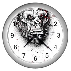 Monster Monkey From The Woods Wall Clock (silver) by DinzDas