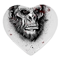 Monster Monkey From The Woods Heart Ornament (two Sides) by DinzDas