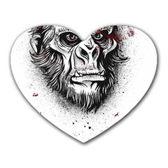 Monster Monkey From The Woods Heart Mousepads by DinzDas