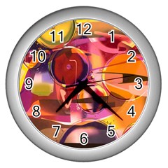 Fractured Colours Wall Clock (silver) by helendesigns