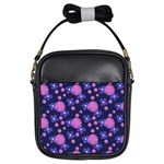 Pink and Blue Flowers Girls Sling Bag Front