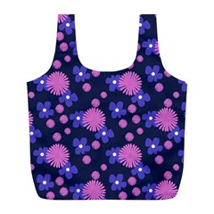 Pink And Blue Flowers Full Print Recycle Bag (l)