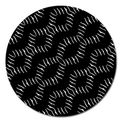 Black And White Geo Print Magnet 5  (round) by dflcprintsclothing