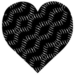 Black And White Geo Print Wooden Puzzle Heart