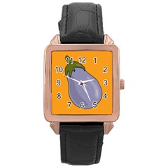 Eggplant Fresh Health Rose Gold Leather Watch  by Mariart
