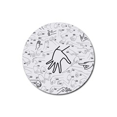 Hands Reference Art Drawing Rubber Coaster (round)  by Mariart