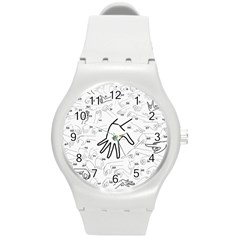 Hands Reference Art Drawing Round Plastic Sport Watch (m) by Mariart