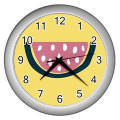 Fruit Watermelon Red Wall Clock (silver)