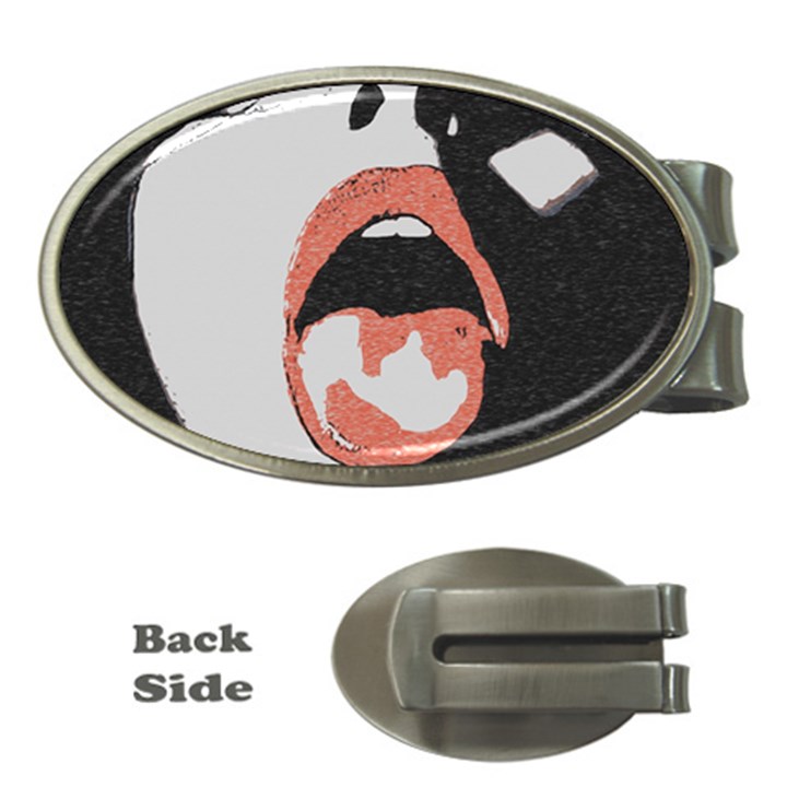 Wide open and ready - kinky girl face in the dark Money Clips (Oval) 