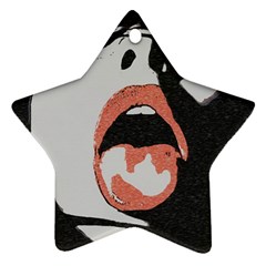 Wide Open And Ready - Kinky Girl Face In The Dark Star Ornament (two Sides) by Casemiro
