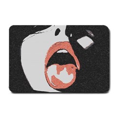 Wide Open And Ready - Kinky Girl Face In The Dark Small Doormat  by Casemiro