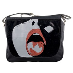 Wide Open And Ready - Kinky Girl Face In The Dark Messenger Bag by Casemiro