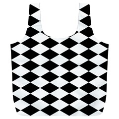 Black And White Rhombus Full Print Recycle Bag (xxxl) by ElenaIndolfiStyle