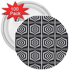 Optical Illusion 3  Buttons (100 Pack)  by Sparkle