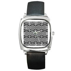 Optical Illusion Square Metal Watch