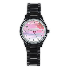 Pink Fractal Stainless Steel Round Watch by Sparkle