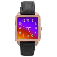 Violet Orange Rose Gold Leather Watch  by Sparkle