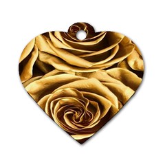 Gold Roses Dog Tag Heart (one Side) by Sparkle