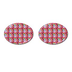 Blue Haired Girl Pattern Red Cufflinks (oval)