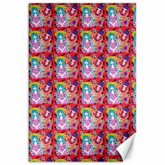 Blue Haired Girl Pattern Red Canvas 20  X 30 