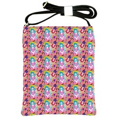 Blue Haired Girl Pattern Pink Shoulder Sling Bag by snowwhitegirl