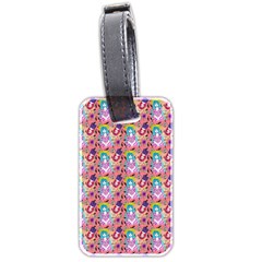 Blue Haired Girl Pattern Pink Luggage Tag (two Sides) by snowwhitegirl
