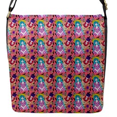 Blue Haired Girl Pattern Pink Flap Closure Messenger Bag (s) by snowwhitegirl