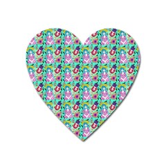 Blue Haired Girl Pattern Green Heart Magnet