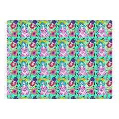 Blue Haired Girl Pattern Green Double Sided Flano Blanket (mini) 