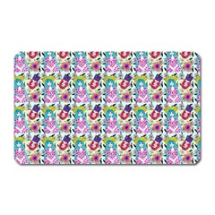 Blue Haired Girl Pattern Blue Magnet (rectangular)