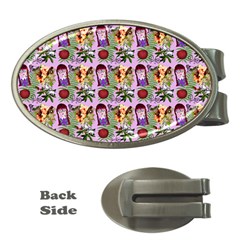 Purple Glasses Girl Pattern Lilac Money Clips (oval) 