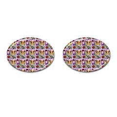 Purple Glasses Girl Pattern Lilac Cufflinks (oval) by snowwhitegirl