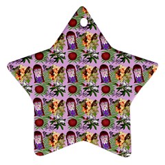 Purple Glasses Girl Pattern Lilac Star Ornament (two Sides) by snowwhitegirl