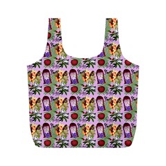 Purple Glasses Girl Pattern Lilac Full Print Recycle Bag (m) by snowwhitegirl