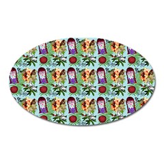 Purple Glasses Girl Pattern Blue Oval Magnet