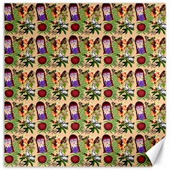 Purple Glasses Girl Pattern Peach Canvas 16  X 16 