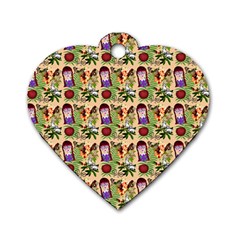 Purple Glasses Girl Pattern Peach Dog Tag Heart (Two Sides)