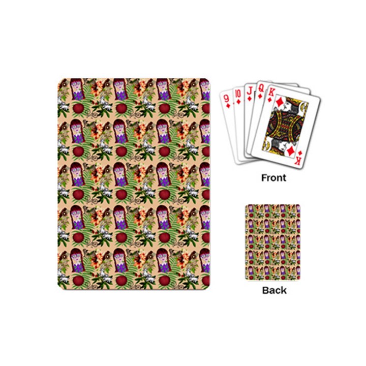 Purple Glasses Girl Pattern Peach Playing Cards Single Design (Mini)