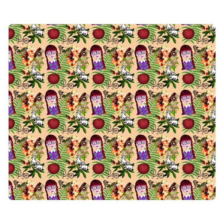 Purple Glasses Girl Pattern Peach Double Sided Flano Blanket (Small) 
