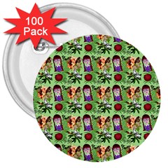 Purple Glasses Girl Pattern Green 3  Buttons (100 Pack)  by snowwhitegirl