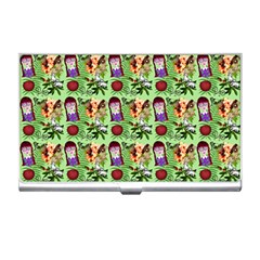 Purple Glasses Girl Pattern Green Business Card Holder by snowwhitegirl