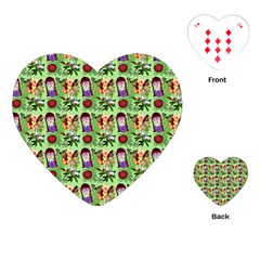 Purple Glasses Girl Pattern Green Playing Cards Single Design (heart)