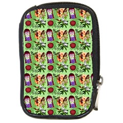 Purple Glasses Girl Pattern Green Compact Camera Leather Case by snowwhitegirl