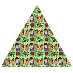 Purple Glasses Girl Pattern Green Wooden Puzzle Triangle by snowwhitegirl