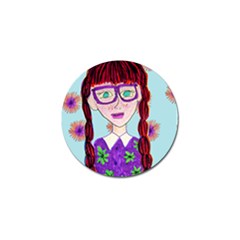 Purple Glasses Girl Wall Golf Ball Marker (4 Pack) by snowwhitegirl