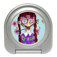 Purple Glasses Girl Wall Travel Alarm Clock