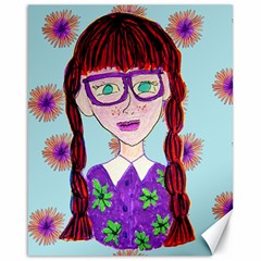 Purple Glasses Girl Wall Canvas 16  X 20 